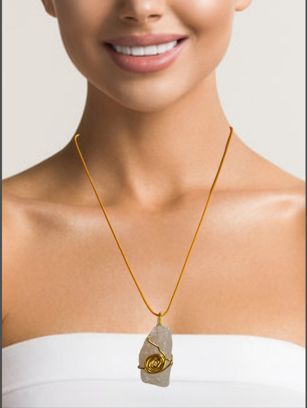 Minimalist Raw Pink Quartz Pendant with Cord Necklace | NWOT